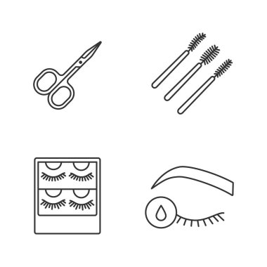Kirpik uzantıları doğrusal Icons set.