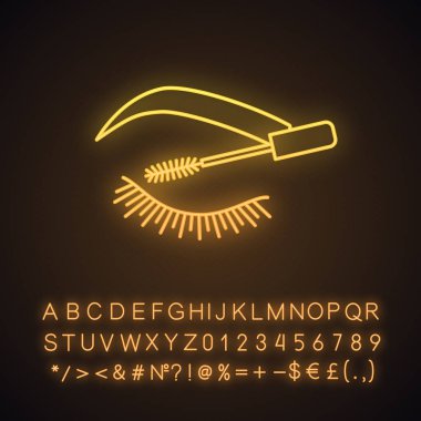 Kirpik maskara neon ışığı simgesi. 