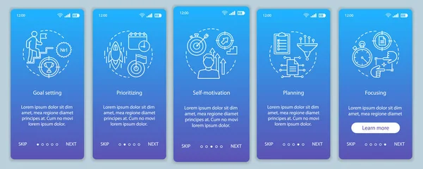 Skills Onboarding Mobile App Page Screens Vektorvorlagen — Stockvektor