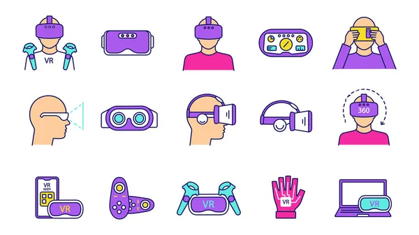 Conjunto Iconos Color Realidad Virtual — Archivo Imágenes Vectoriales