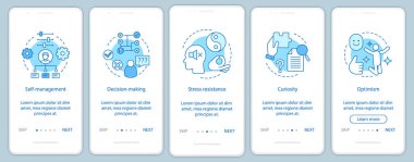 İnsan kaynakları temel becerileri yatılı mobil uygulaması sayfa şablonundaki ekran vektör