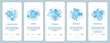 Analitik düşünme yatılı mobil uygulaması sayfa şablonundaki ekran vektör