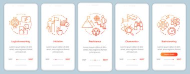 Yatılı mobil app ekran vektör şablonundaki profesyonel nitelikleri