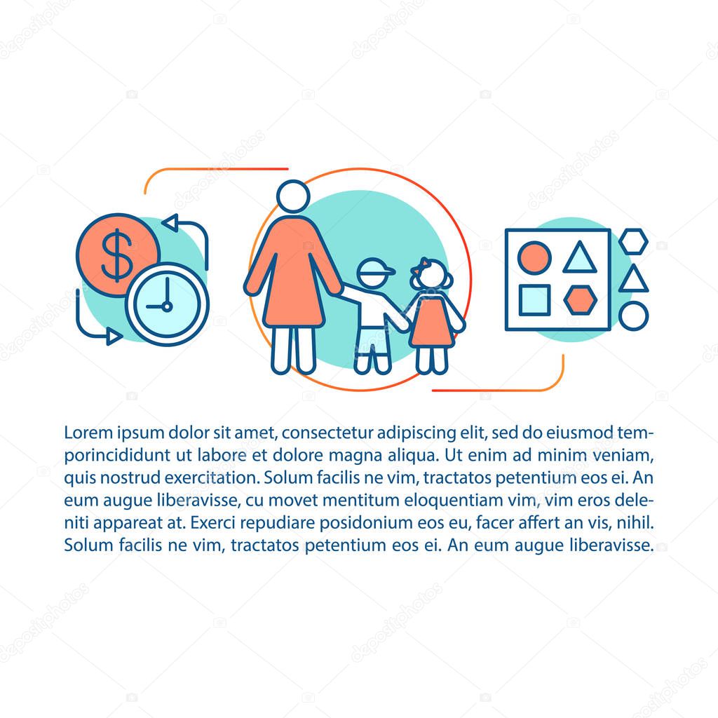 Babysitting service concept linear illustration