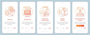 Seyahat yatılı mobil app sayfası ekranda vektör şablonunu temel planlama