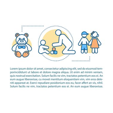 Çocuk kavramı doğrusal illüstrasyon ile oynamak. 