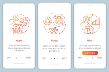 Resource management on boarding mobile app page screen template clipart