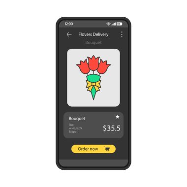Çiçekler teslimat app arabirimi vektör şablonu