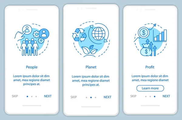 Duurzame Ontwikkeling Internaat Mobiele App Scherm Paginasjabloon — Stockvector