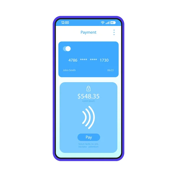 Online Payment Smartphone Interface Vector Template — Stock Vector
