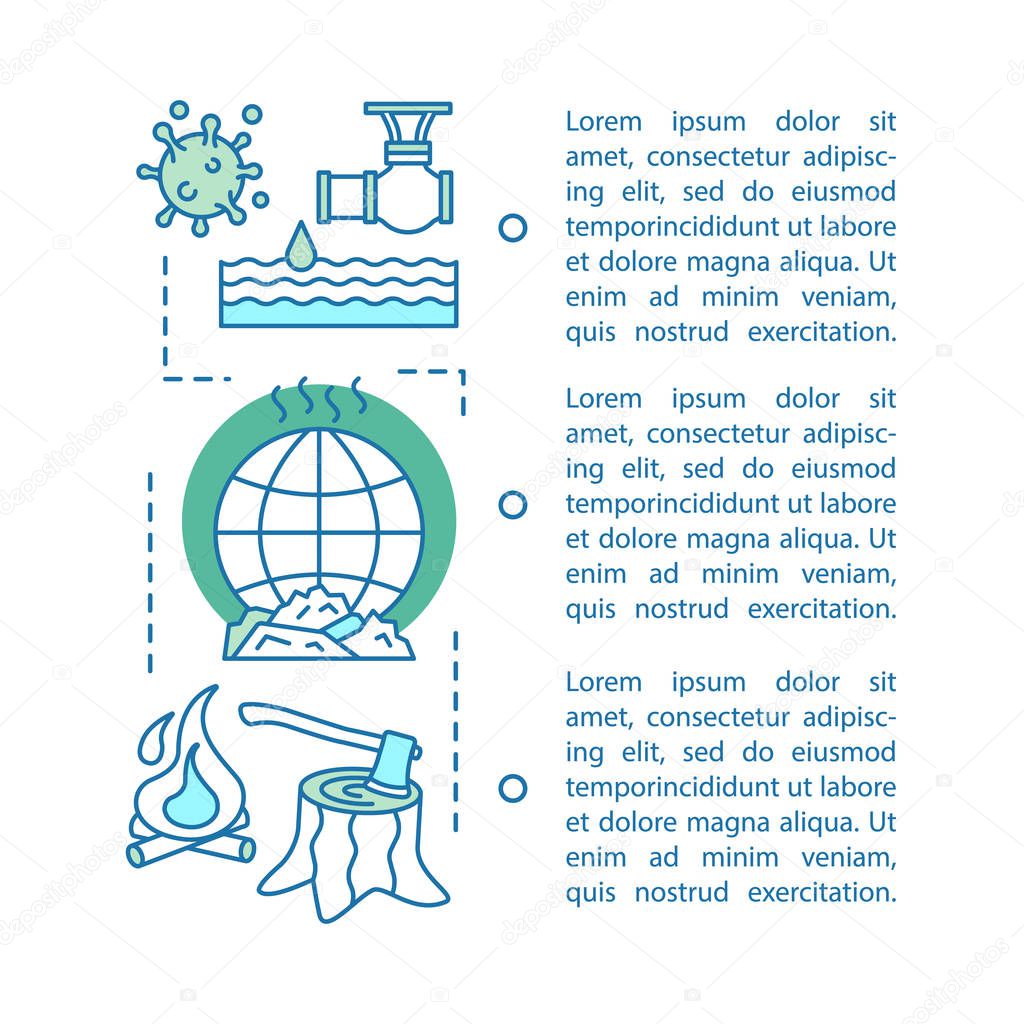 Environmental issues article page vector template.