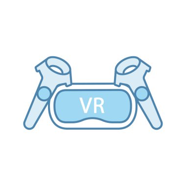 Sanal gerçeklik kulaklık ve denetleyicileri beyaz arka plan üzerinde 