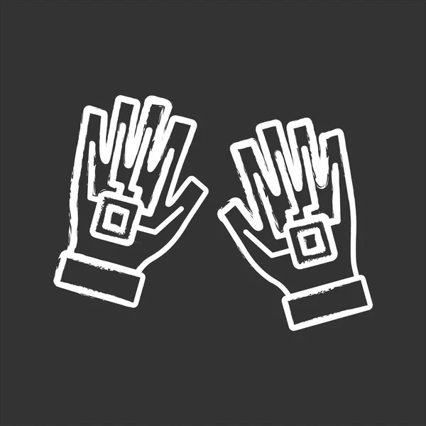 Guantes Icono Tiza Sobre Fondo Negro — Vector de stock