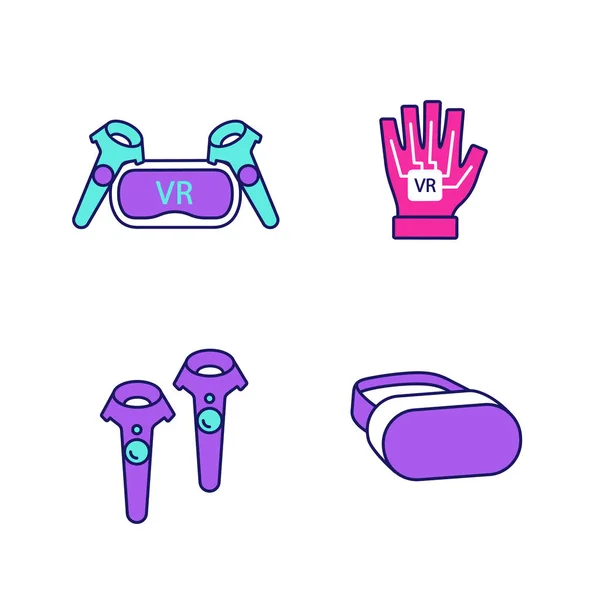 Conjunto Dispositivos Realidad Virtual Iconos Color Sobre Fondo Blanco — Archivo Imágenes Vectoriales