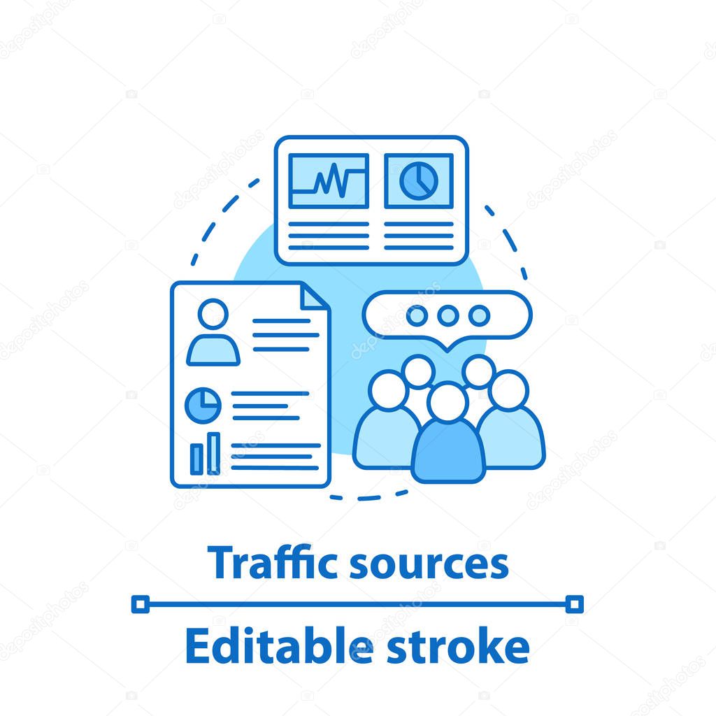 Traffic sources concept icon on white background