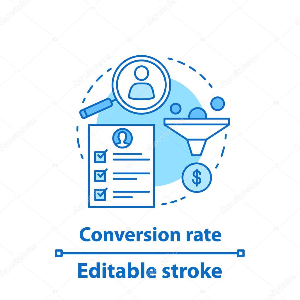 Conversion rate concept icon on white background