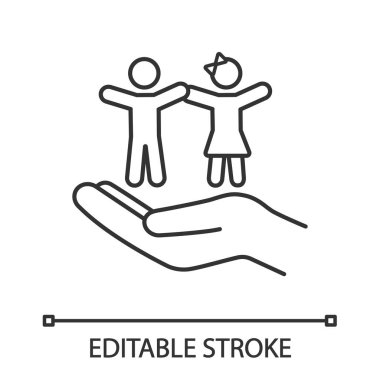 Çocuk hakları doğrusal simgesi. İnce hat illüstrasyon.