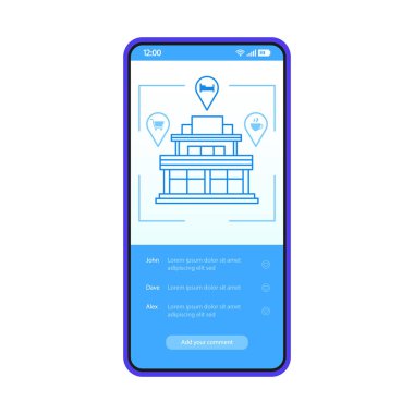 Gözden geçirme monitör akıllı telefon uygulaması arabirimi vektör şablonu. 
