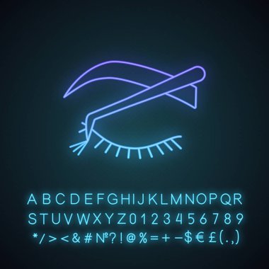 Küme kirpik uzatma neon ışığı simgesi.