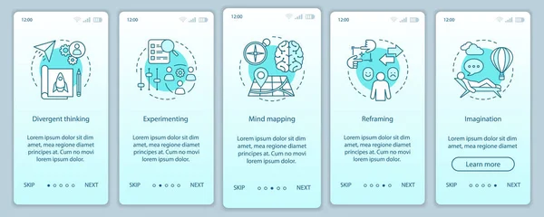 Qualidade Profissional Onboarding Mobile App Page Screens Vector Templates — Vetor de Stock