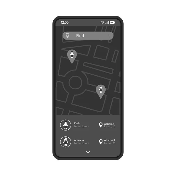 Modèle Vectoriel Interface Application Smartphone Suivi Enfant — Image vectorielle
