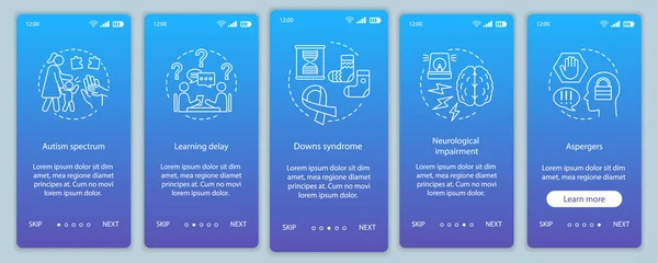 Pediatrisk Hemsjukvård Onboarding Mobilapp Skärmar Vector Mallar — Stock vektor