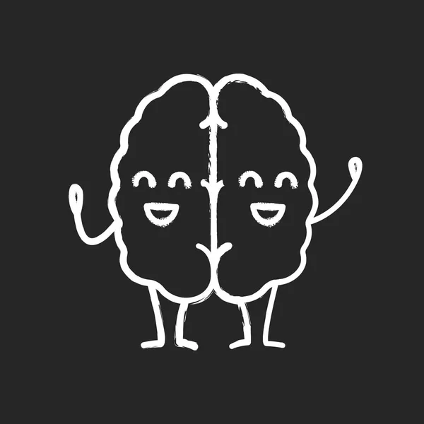 Glückliche Menschliche Gehirn Charakter Kreide Symbol — Stockvektor