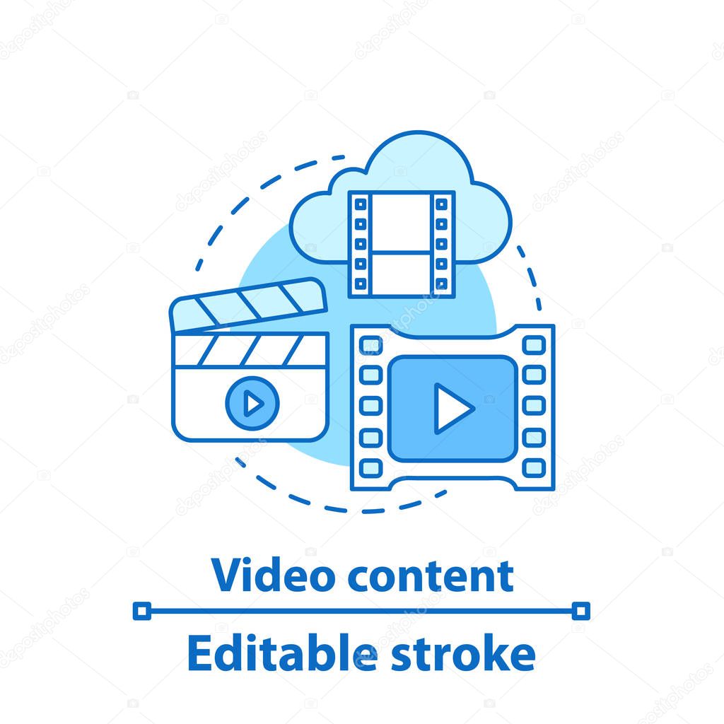 Video content concept icon. Multimedia idea thin line illustration.