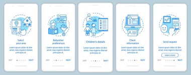 Bebek bakıcısı rezervasyon onboarding mobil app ekranlar sayfaları