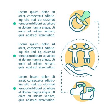 Çocuk bakımı hizmeti makale sayfa vektör şablonu. 