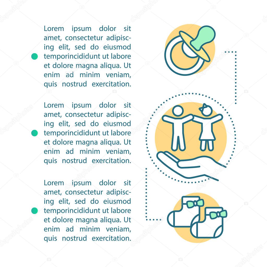 Childcare service article page vector template.