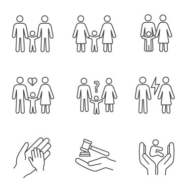 Çocuk velayeti doğrusal Icons set. 