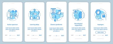 Çocuk onboarding mobil app ekranlar bozuklukları