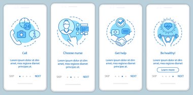 Hemşire onboarding mobil app sayfaları ekranlar işe