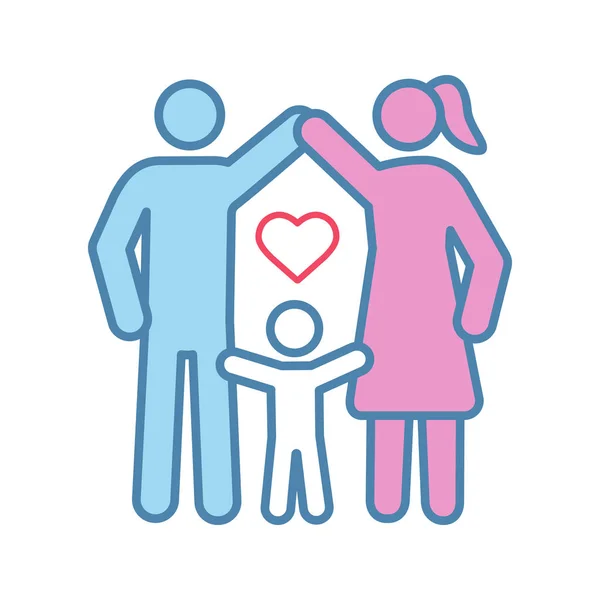 Ikona Kolor Ochrony Dziecka Rodziny Pozytywne Rodzicielstwo — Wektor stockowy