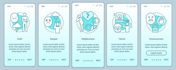 Hard feelings onboarding mobile app pages screens
