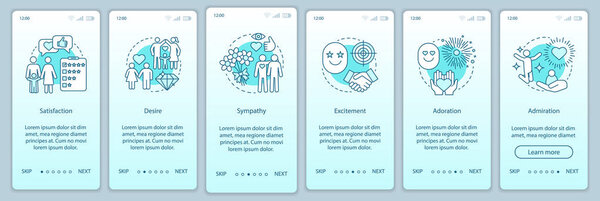 Relationship feelings onboarding mobile app pages screens