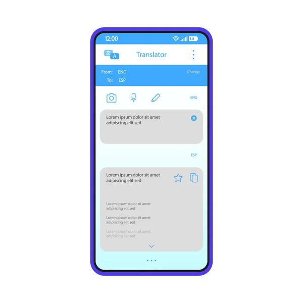 Πρότυπο Διάνυσμα Του Online Μεταφραστής Smartphone App Περιβάλλοντος Εργασίας — Διανυσματικό Αρχείο