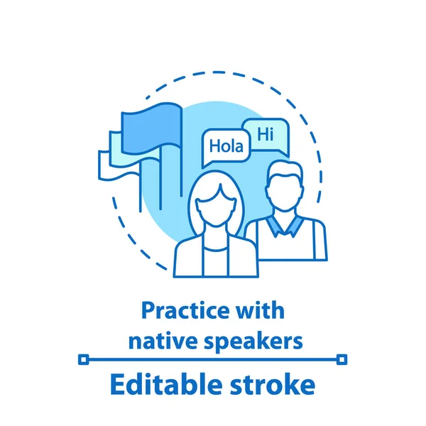 Pratique Avec Icône Concept Locuteur Natif Leçons Avec Tuteur — Image vectorielle