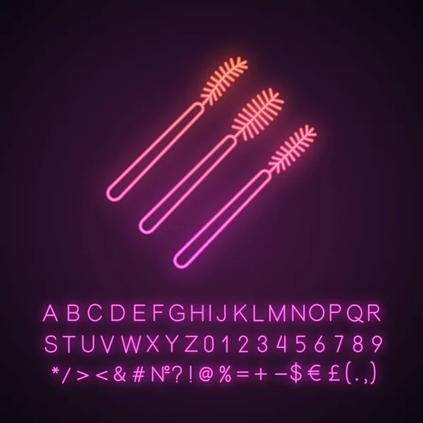 Wegwerp Mascara Wands Neon Licht Pictogram — Stockvector