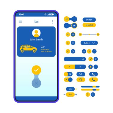 Carpool app arabirimi vektör şablonu. 