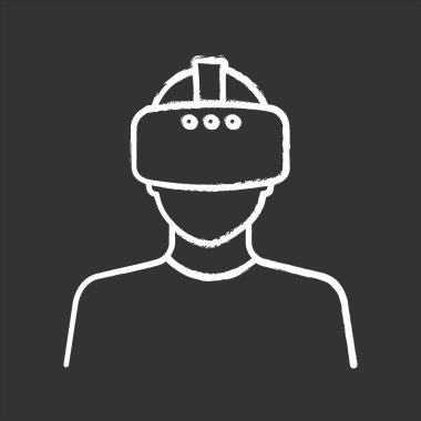 Sanal gerçeklik player tebeşir simgesi. VR oyuncu. 