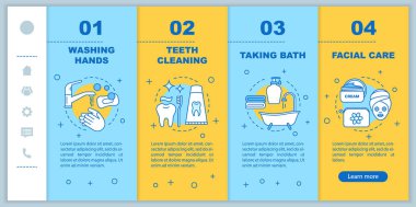 Kişisel hijyen onboarding mobil app ekranlar sayfaları