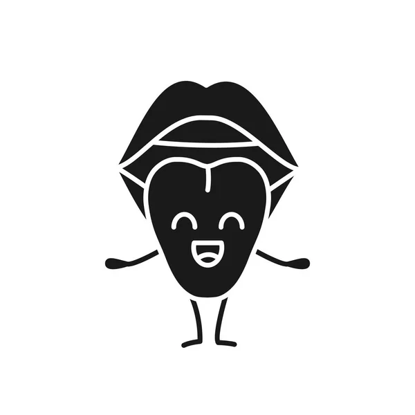 Langue Souriante Emoji Glyphe Icône — Image vectorielle