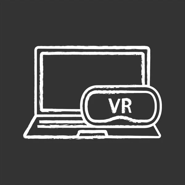 Icono Tiza Auriculares Para Computadora Juegos Realidad Virtual — Vector de stock