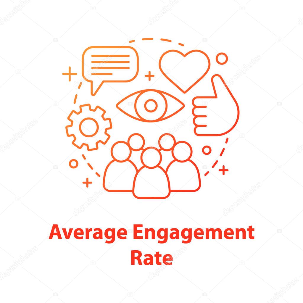 Average audience engagement rate concept icon. SMM metrics, tools.