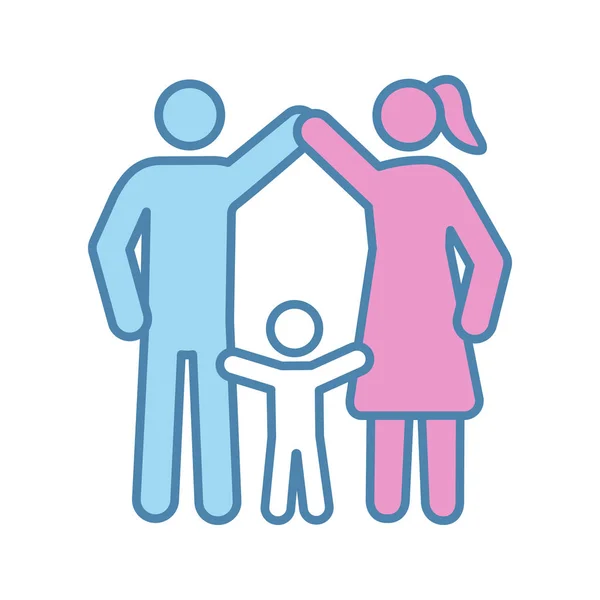 Icône Protection Enfance Famille Rôle Parental Positif Garde Enfants Heureuse — Image vectorielle