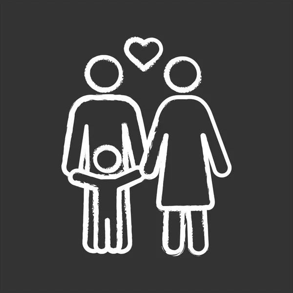 Pictogram Met Krijt Voor Kind Ondersteuning Familie Kinderopvang Gelukkig Ouderschap — Stockvector