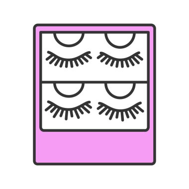 Sahte kirpik renk simgesi paketleme. Geçici kirpikleri uzantısı. 3B cildi şeritler lashes. Sahte kirpik Uzatma seti. İzole vektör çizim
