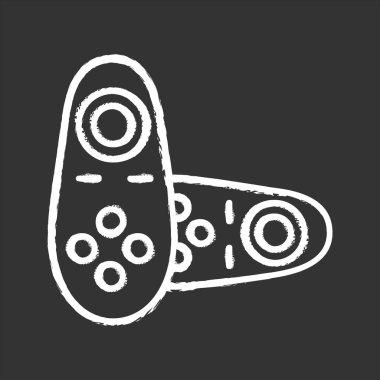 VR denetleyicisi tebeşir simgesi. Sanal gerçeklik kablosuz gamepad. VR oyun konsolu, uzaktan kumanda. İzole vektör kara tahta çizim